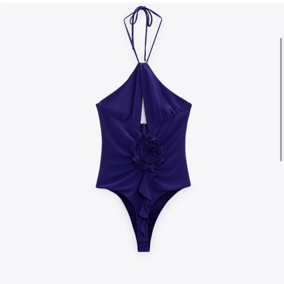 ZARA NWT FLORAL HALTER BODYSUIT - Picture 8 of 10